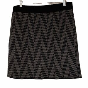 Willi Smith Knit Skirt Chevron Black & Gray Sz Large